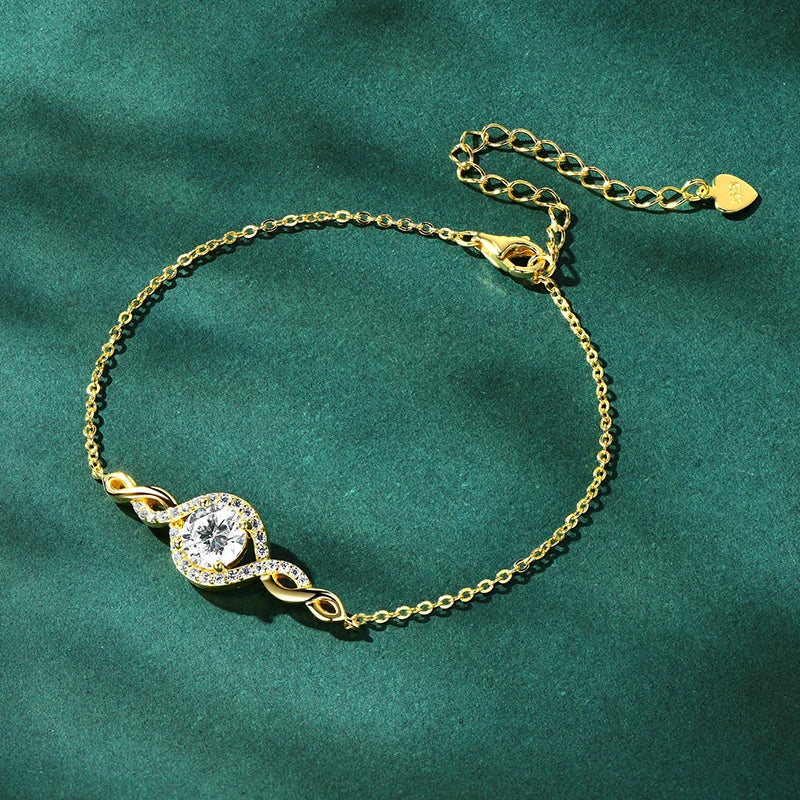 Sterling Moissanite Infinity Charm Bracelet