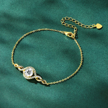 Sterling Moissanite Infinity Charm Bracelet