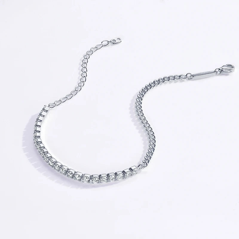 Sterling Moissanite Cuban Chain Bracelet