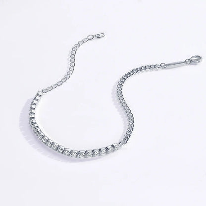 Sterling Moissanite Cuban Chain Bracelet