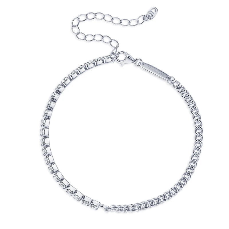 Sterling Moissanite Cuban Chain Bracelet