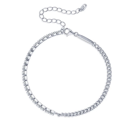 Sterling Moissanite Cuban Chain Bracelet