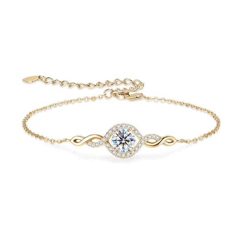 Sterling Moissanite Infinity Charm Bracelet