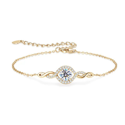 Sterling Moissanite Infinity Charm Bracelet