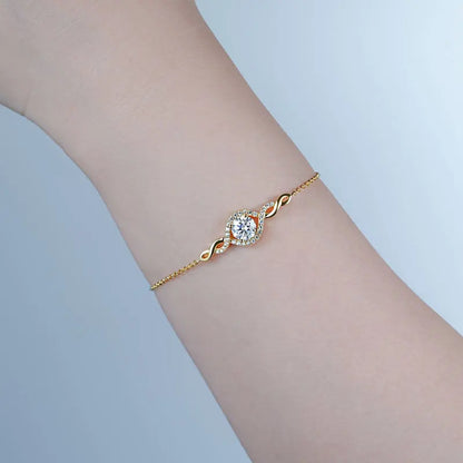 Sterling Moissanite Infinity Charm Bracelet
