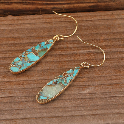 Natural Stone Drop Pendant Earrings