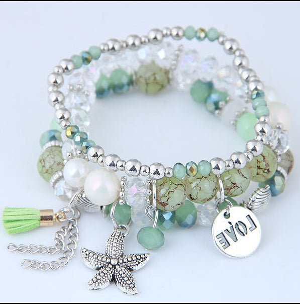 Hand-String Pearl Starfish Tassel Bracelet