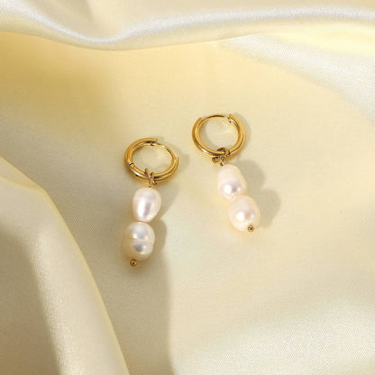 Gold Plated Hoop Pearl Earrings