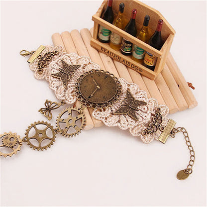 Retro High-end Lace Ring Gear Clock Bracelet