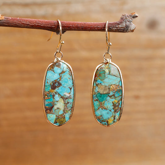 Natural Stone Drop Pendant Earrings