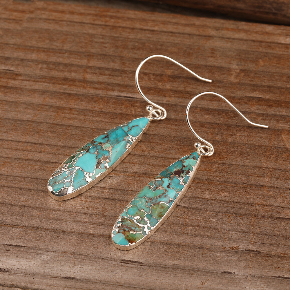 Natural Stone Drop Pendant Earrings