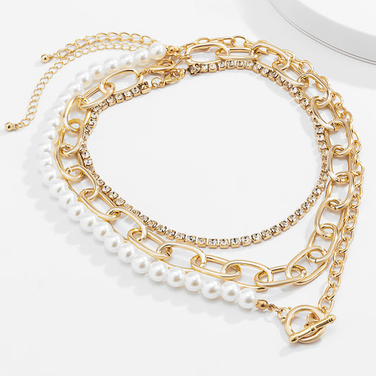 Fashion Shaped Faux Pearl Chain Necklace