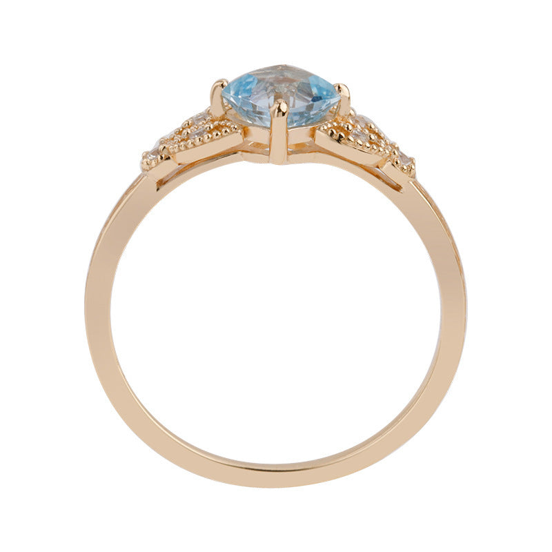 Natural Square Sky-Blue Topaz Ring