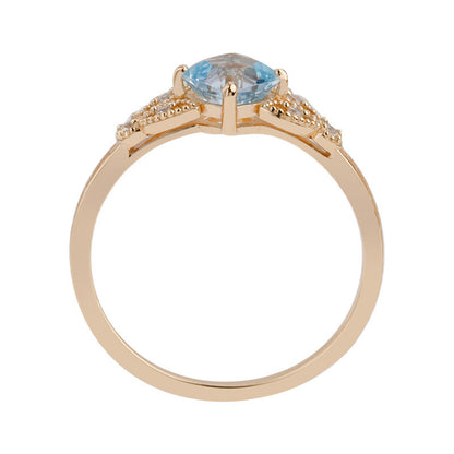 Natural Square Sky-Blue Topaz Ring