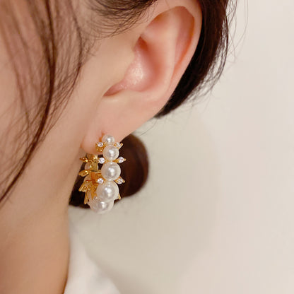 Niche Pearl Hoop Earrings