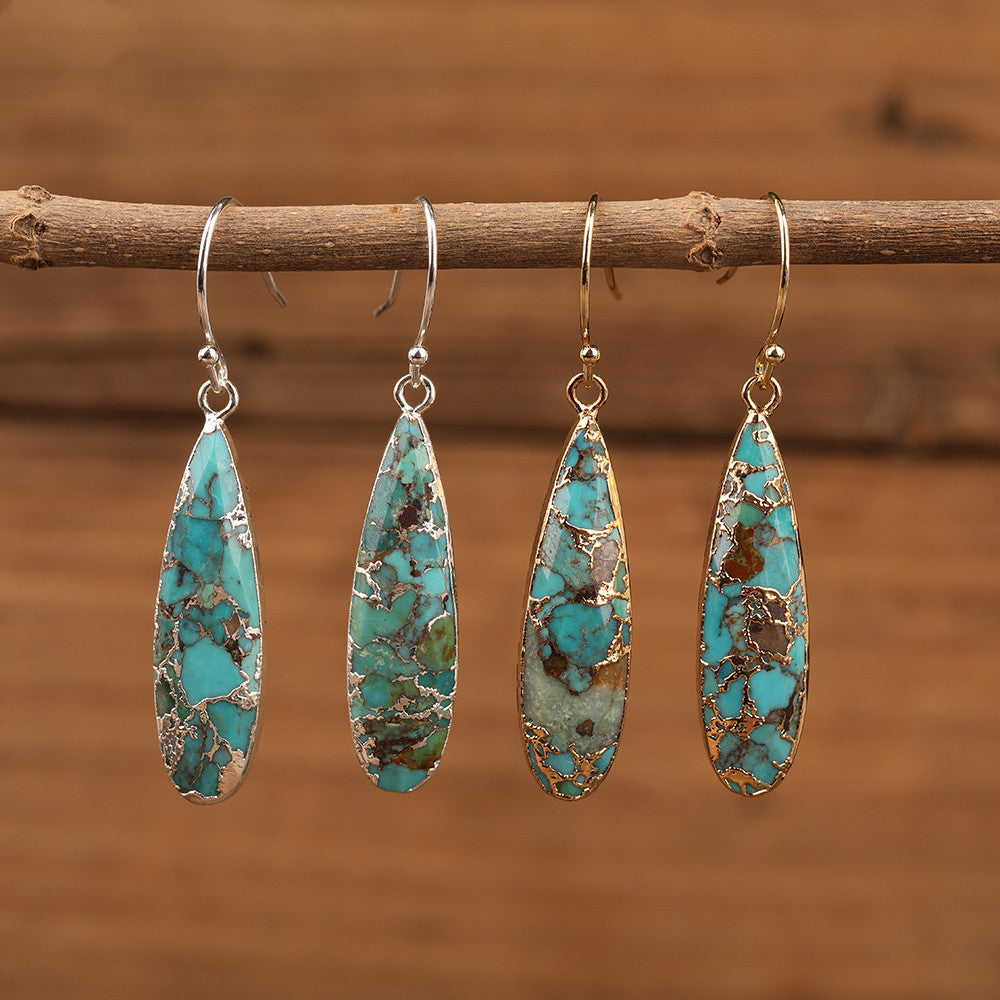 Natural Stone Drop Pendant Earrings