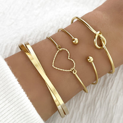 Gold Crystal Heart Letter Love Bangle