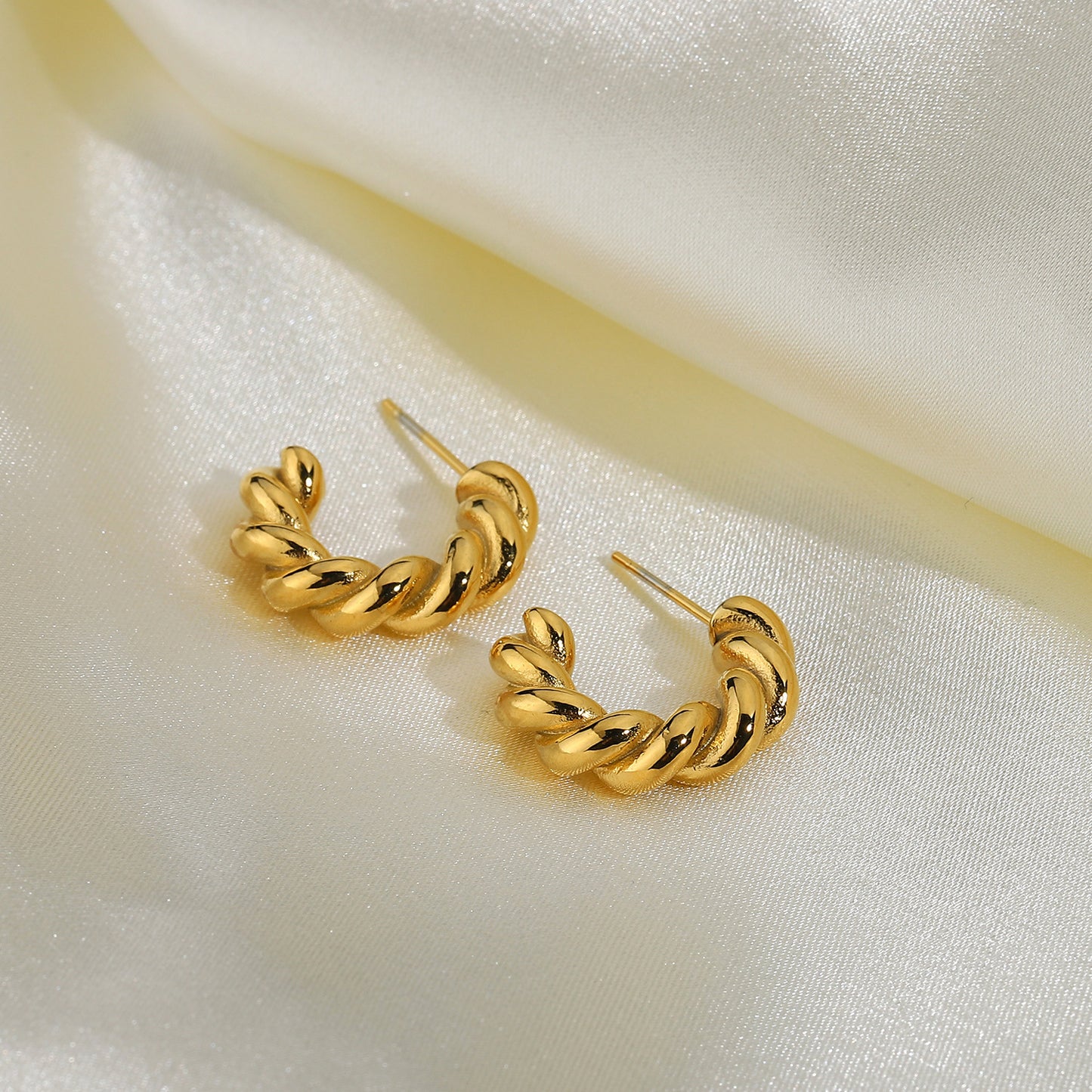 Ladies Twist Spiral Hoop Earrings