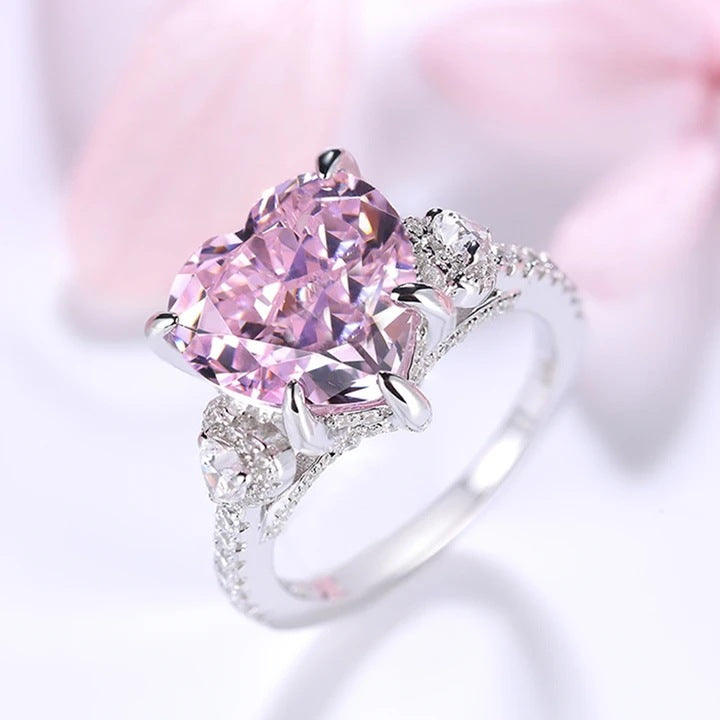 S925 Silver Heart Diamond Ring