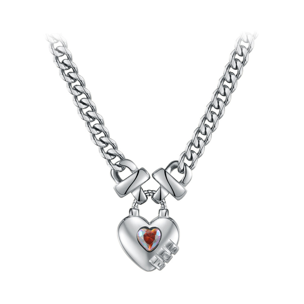 Thick Chain Heart Lock Pendant Punk Trendy Necklace