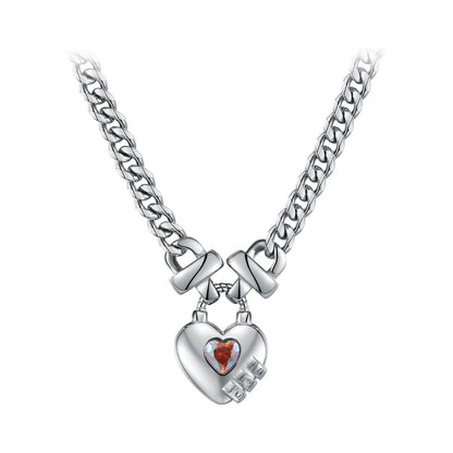 Thick Chain Heart Lock Pendant Punk Trendy Necklace