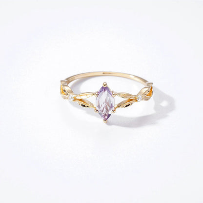 Luxury Lavender Amethyst White Zirconium Ring