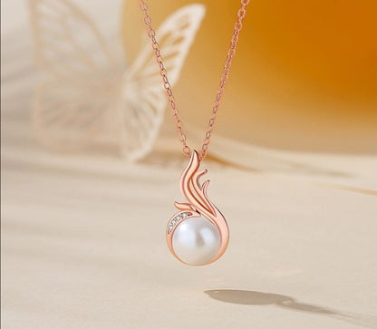 Sterling Silver Artistic Retro Chain Pearl Necklace