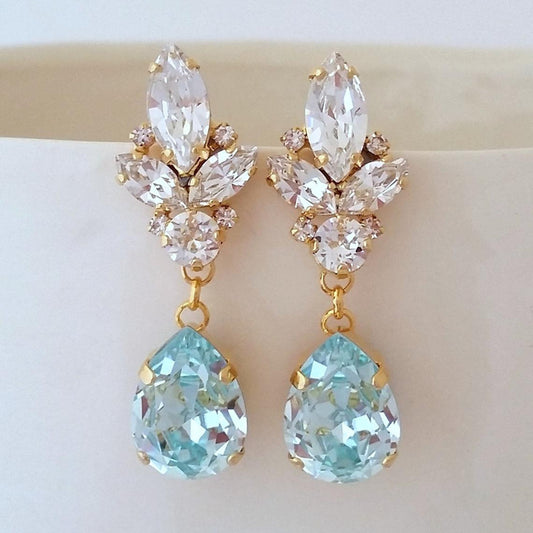 Exquisite Blue Drop Zircon Earrings