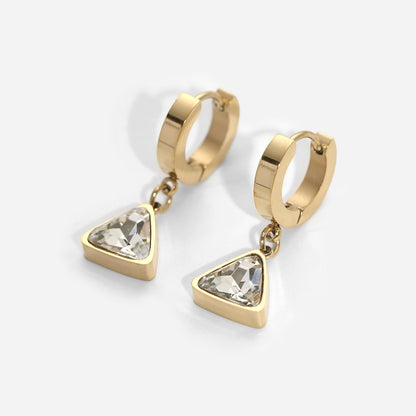 Triangular Zircon Hoop Earrings