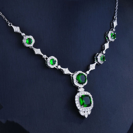 Noble Diamond Green Gem Chain Necklace