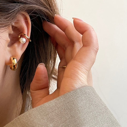 Two-Tone Vintage Hoop Earrings