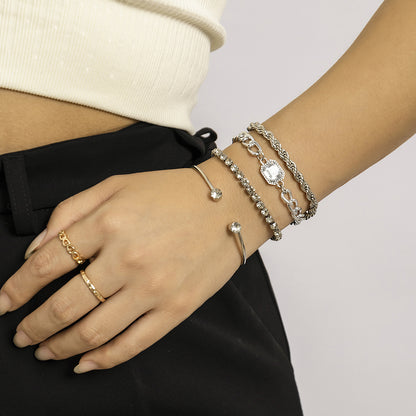 Rhinestone Versatile Chain Bangle Bracelet Set