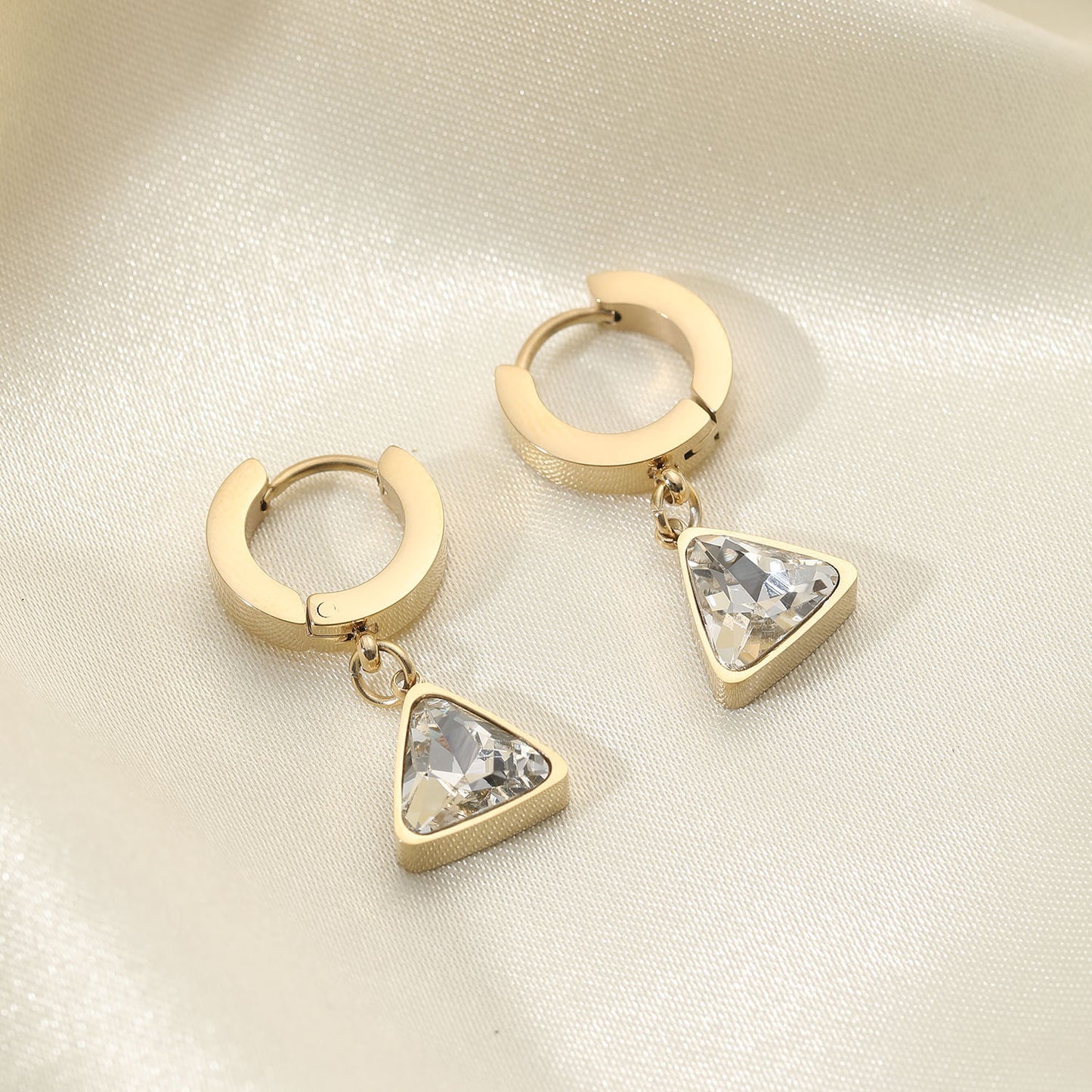 Triangular Zircon Hoop Earrings