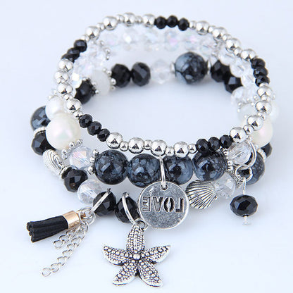 Hand-String Pearl Starfish Tassel Bracelet