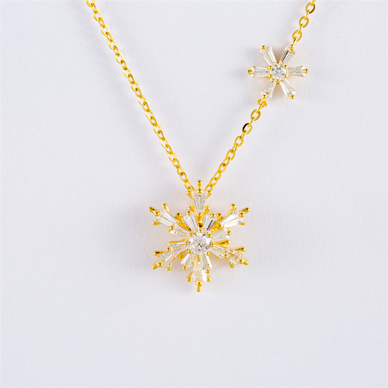 S925 Sterling Silver Snowflake Chain Necklace