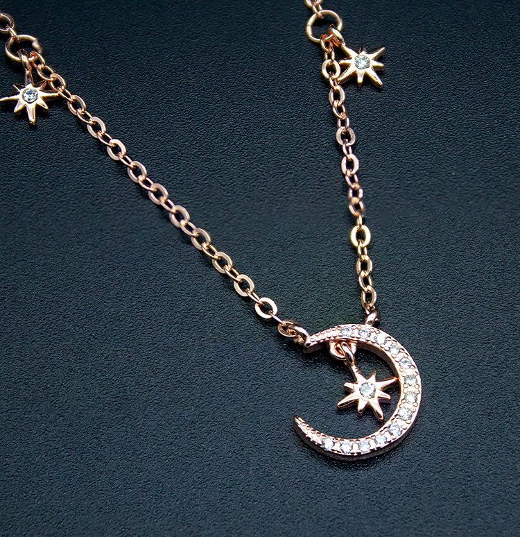 Sterling Silver Star And Moon Necklace